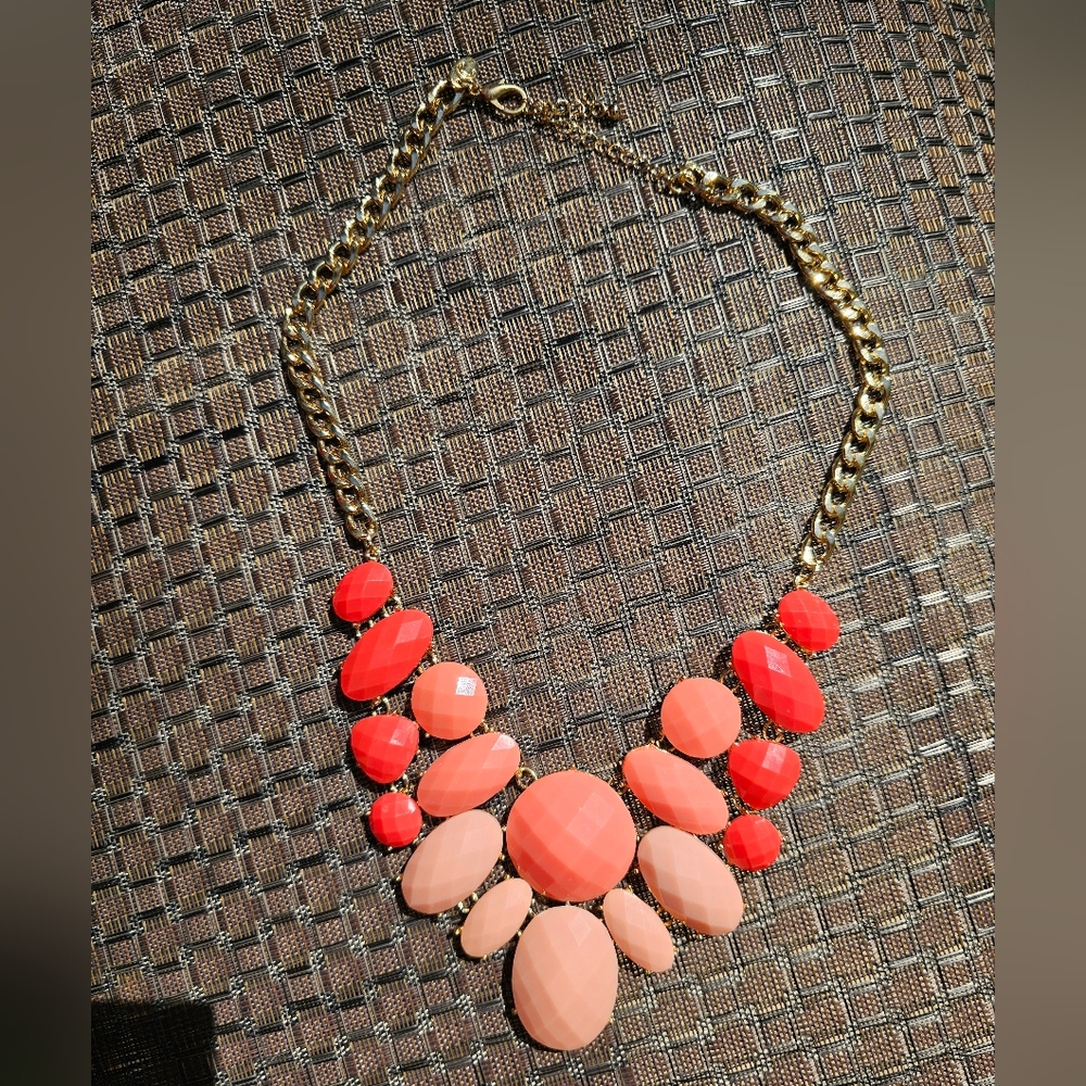 Charming Charlie Chunky Coral amd Gold Necklace